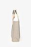Chloe Beige/Navy Fabric Black Leather Trim Logo Woody Large Tote