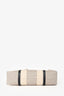 Chloe Beige/Navy Fabric Black Leather Trim Logo Woody Large Tote