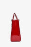 Christian Dior 2015 Red Patent Cannage Large Lady Dior With Strap