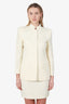 Escada Cream Wool Baroque Embroidered Pencil Skirt Suit Set Size 36
