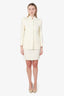 Escada Cream Wool Baroque Embroidered Pencil Skirt Suit Set Size 36