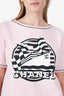 Pre-Loved Chanel™ 2019 Pink/White Striped Terry Knit La Pausa T-Shirt Size 40