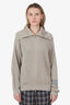 Brunello Cucinelli Taupe Cotton Beaded Zip-up Knit Sweater Size M