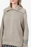 Brunello Cucinelli Taupe Cotton Beaded Zip-up Knit Sweater Size M
