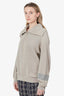 Brunello Cucinelli Taupe Cotton Beaded Zip-up Knit Sweater Size M