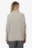 Brunello Cucinelli Taupe Cotton Beaded Zip-up Knit Sweater Size M