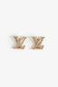 Louis Vuitton Gold Tone Crystal 'LV Iconic' Logo Stud Earrings