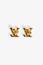 Louis Vuitton Gold Tone Crystal 'LV Iconic' Logo Stud Earrings