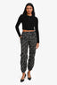 Louis Vuitton Black/White Nylon Monogram Logo Print Jogger Pants Size 34