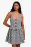 For Love & Lemons Black/White Gingham Floral Halter Neck Mini Dress Size S