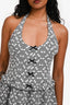 For Love & Lemons Black/White Gingham Floral Halter Neck Mini Dress Size S