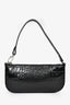 By Far Black Crocodile Embossed 'Rachel' Shoulder Bag