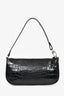 By Far Black Crocodile Embossed 'Rachel' Shoulder Bag