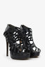 Roberto Cavalli Black Patent Leather Platform Heels Size 37