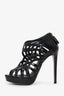 Roberto Cavalli Black Patent Leather Platform Heels Size 37