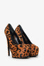 Roberto Cavalli Cheetah Print Pony Hair Platform Heels Size 37
