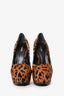 Roberto Cavalli Cheetah Print Pony Hair Platform Heels Size 37