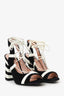 Moschino Black/White Striped Block Heels Size 34.5