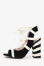 Moschino Black/White Striped Block Heels Size 34.5