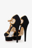Charlotte Olympia Black Suede/Gold Platform Sandals Size 38