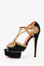 Charlotte Olympia Black Suede/Gold Platform Sandals Size 38