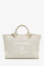Pre-Loved Chanel™ Beige Canvas Small Deauville Tote With Pouch
