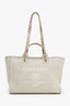 Pre-Loved Chanel™ Beige Canvas Small Deauville Tote With Pouch