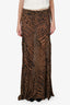 Ganni Brown Animal Print Midi Skirt Size 2
