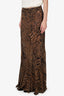 Ganni Brown Animal Print Midi Skirt Size 2