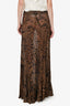 Ganni Brown Animal Print Midi Skirt Size 2