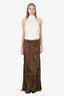 Ganni Brown Animal Print Midi Skirt Size 2