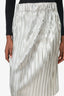 Isabel Marant Silver Metallic Pleated Midi Skirt Size 40
