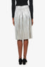 Isabel Marant Silver Metallic Pleated Midi Skirt Size 40