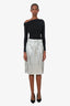 Isabel Marant Silver Metallic Pleated Midi Skirt Size 40