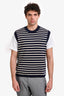 Ami Navy/White Wool Striped Sleeveless Tank Top Size XL Mens