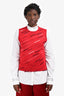 Balenciaga Red Wool Logo All Over Sweater Vest Size L