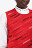 Balenciaga Red Wool Logo All Over Sweater Vest Size L