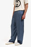 Gucci Blue/White Silk GG Monogram Wide Leg Pants Size 48 Mens