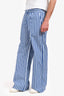 Marni Blue/White Striped Cotton Wide Leg Pants Size 42 Mens