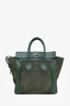 Celine Green Suede/Leather Micro Luggage Tote Bag