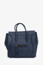 Celine Navy Blue Bullhide Calfskin Leather Medium Phantom Luggage Tote Bag