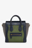 Celine Navy/Green Leather Nano Luggage Bag With Strap