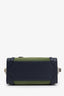 Celine Navy/Green Leather Nano Luggage Bag With Strap