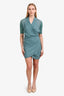 Burberry Brit Teal Silk Rainie Wrap Midi Dress Size 6