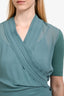 Burberry Brit Teal Silk Rainie Wrap Midi Dress Size 6