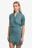 Burberry Brit Teal Silk Rainie Wrap Midi Dress Size 6