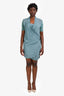 Burberry Brit Teal Silk Rainie Wrap Midi Dress Size 6