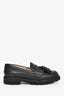 Stuart Weitzman Black Leather Tassel Detail 'Adrina' Loafers Size 6