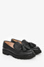 Stuart Weitzman Black Leather Tassel Detail 'Adrina' Loafers Size 6