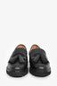 Stuart Weitzman Black Leather Tassel Detail 'Adrina' Loafers Size 6